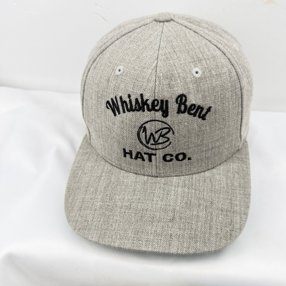 Whiskey Bent Hat Co Snapback Mens OSFM Gray Wool Blend Flat Brim Script Logo Hat